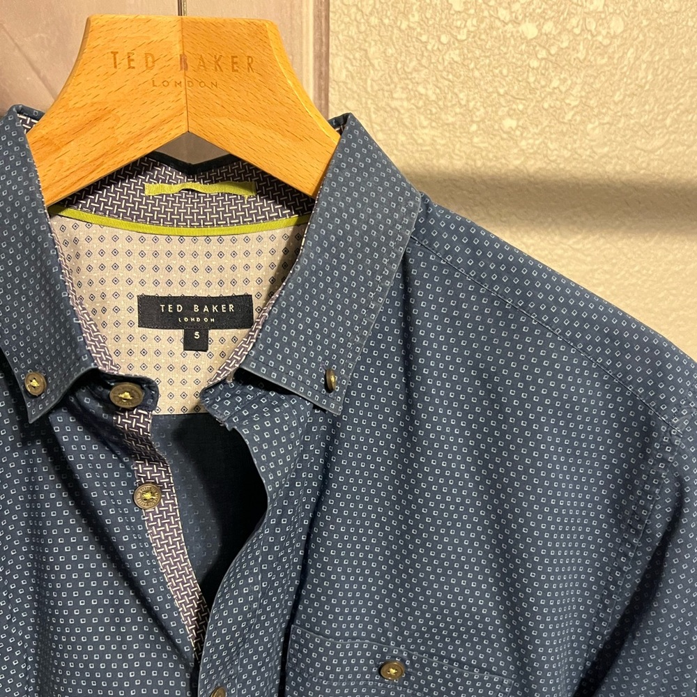 Ted Baker LS Blue Woven w/micro print